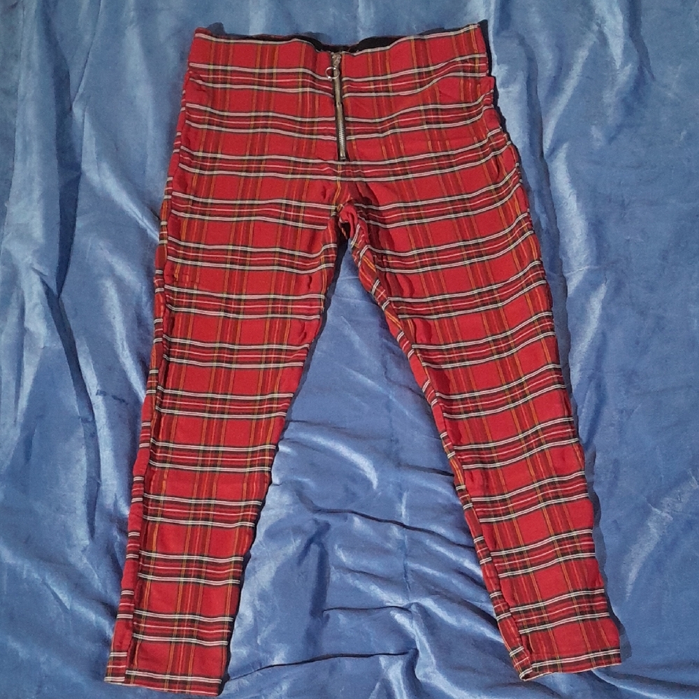 Red Plaid Kids Stretch Leggings